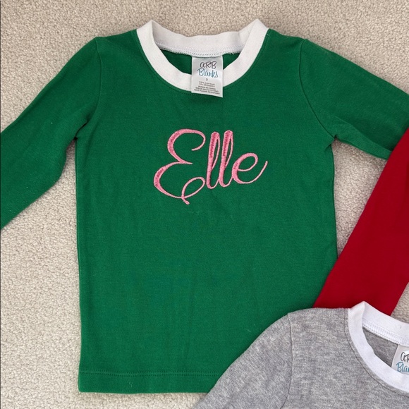 “Elle” Embroidered Monogrammed Long Sleeve Pajama Shirts - Picture 2 of 7
